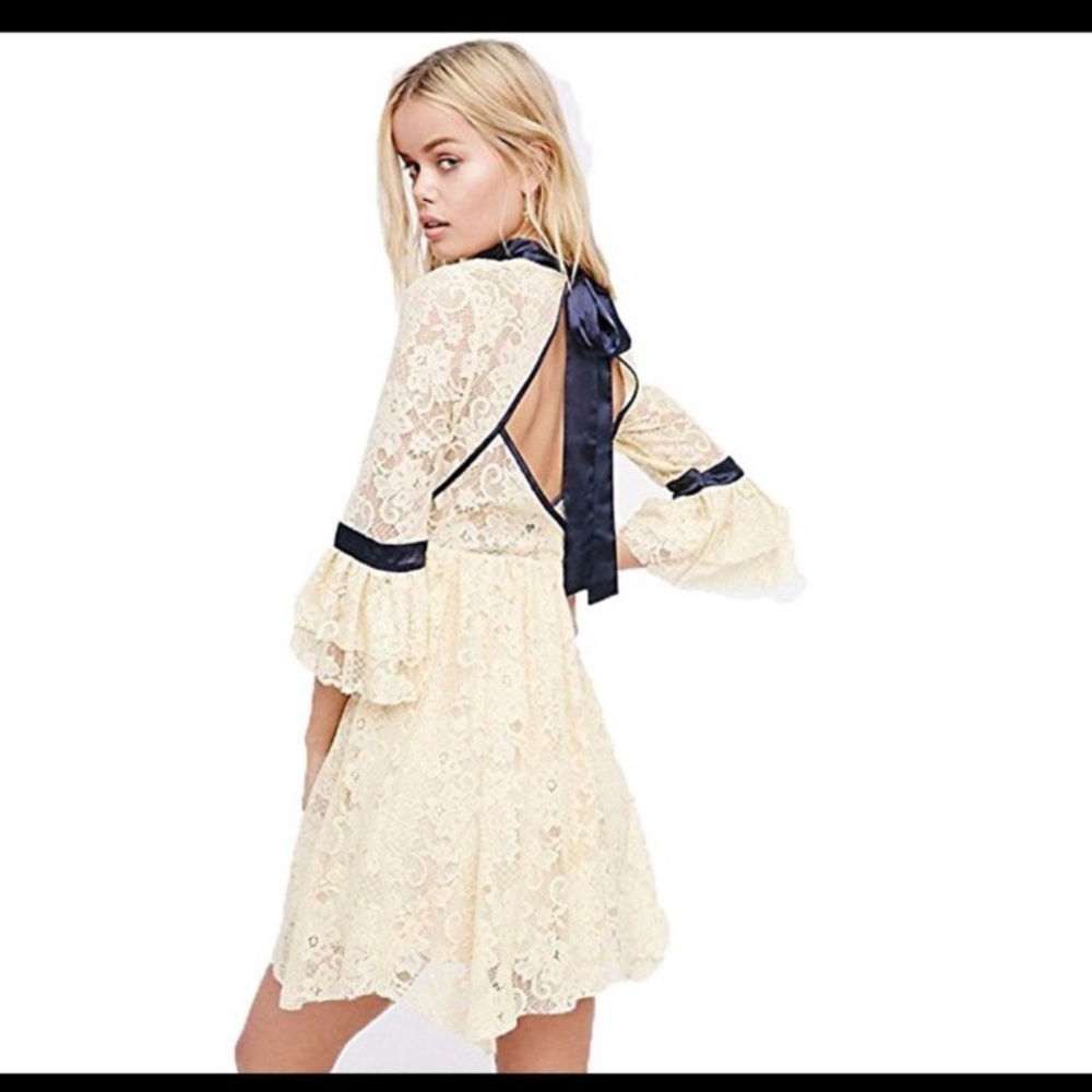 Free People gilded lace mini dress